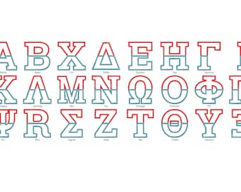 2 colors GREEK block split divided Collegiate alphabet sororities Greek font letters 2 colors machine embroidery designs from 2.5 up to 7in