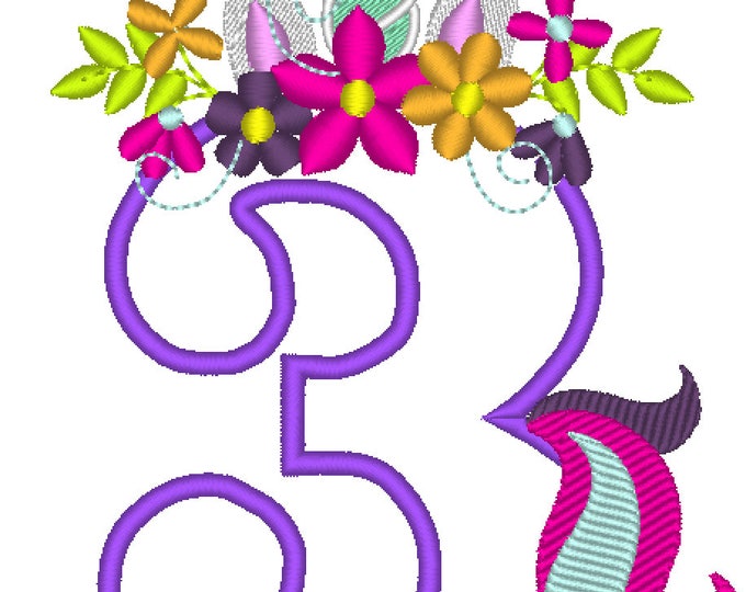 Unicorn numbers with flowers crown Unicorn Tail Birthday numbers, single Unicorn number birthday outfit, Unicorn rainbow 4x4 5x7 all numbers
