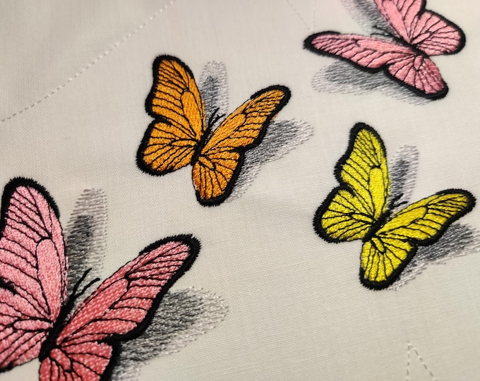 Realistic small mini Butterfly Dimensional, 3D shadow Butterflies machine embroidery designs in assorted sizes beautiful summer butterfly