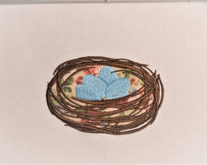 Family nest with eggs applique designs   - machine embroidery designs for embroidery hoops 4x4 and 5x7