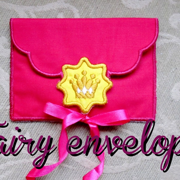 Fairy Envelope Easy In The Hoop Machine Embroidery and Applique designs all done In-The-Hoop ITH project for kids girl princess, size 5x7