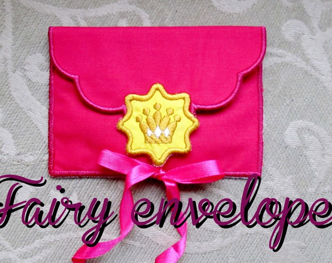 Fairy Envelope Easy In The Hoop Machine Embroidery and Applique designs all done In-The-Hoop ITH project for kids girl princess, size 5x7