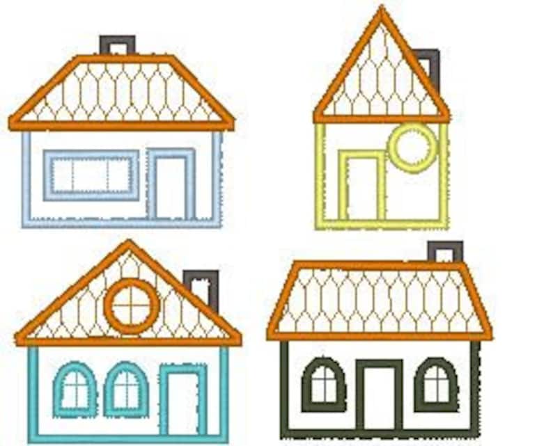 4 Different Houses Machine Embroidery Applique Designs for Etsy