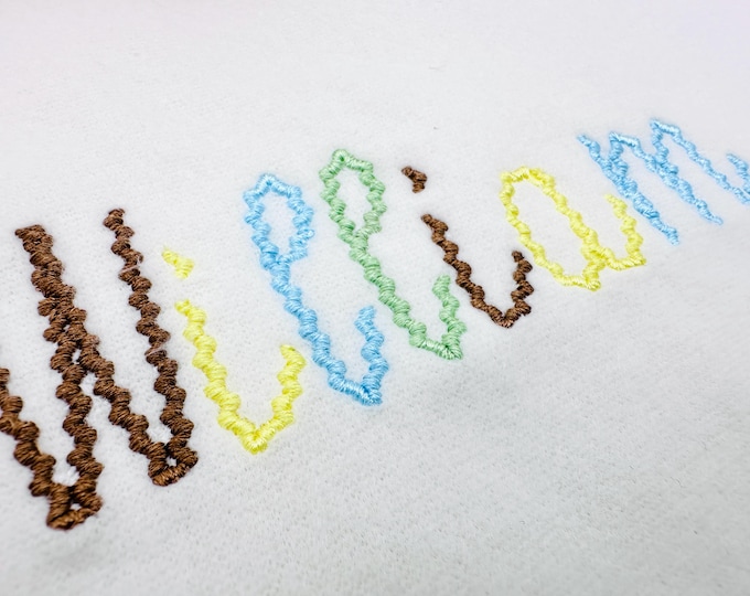 Whimsical RicRac Handwritten Font machine embroidery designs Monogram Alphabet sizes 1.5 up to 2.3 inch letters numbers for kids name