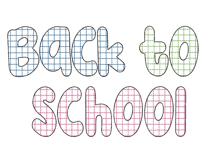 Quick Sketch Stitch Plaid FONT squared print one height alphabet machine embroidery designs, playful kids letters and numbers, BX included