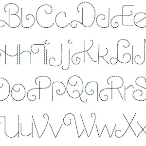 Diseños de bordado de máquina FONT con efecto de puntada a mano en letras del alfabeto de escritura de mini tamaños variados, puntada de semilla con nombre de niños juguetones, BX incl