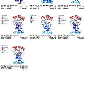 My first 4th of July and plain fireworks machine embroidery designs kids baby Independence Day patriotic design sizes for hoop 5x7 image 7