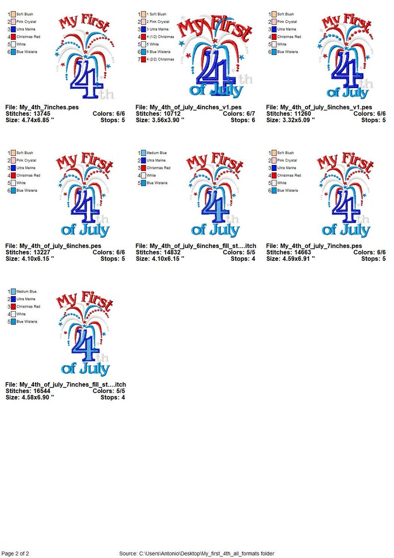 My first 4th of July and plain fireworks machine embroidery designs kids baby Independence Day patriotic design sizes for hoop 5x7 image 7