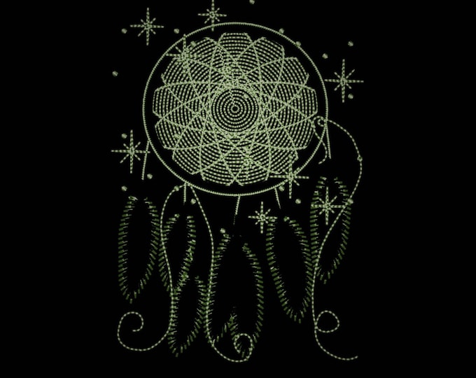 Dream catcher/ Glow in the dark special designed machine embroidery / sizes 4x4 and 5x7 /