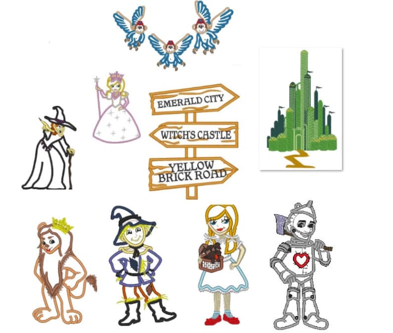 The Wonderful Wizard of Oz - Set - Machine Embroidery Applique Designs ...