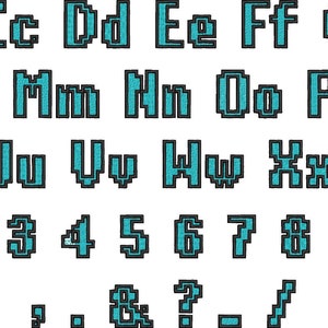 Miner Bricks pixel Font machine embroidery fill stitch alphabet monogram machine embroidery designs brick letters brick font for kids boy