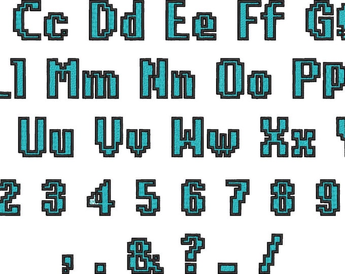 Miner Bricks pixel Font machine embroidery fill stitch alphabet monogram machine embroidery designs brick letters brick font for kids boy