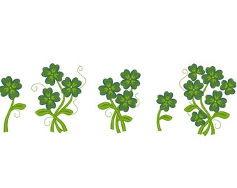 Clover bouquets - machine embroidery designs, shamrock lucky four leaf clover flower in many sizes, Saint Patrick's Day INSTANT DOWNLOAD