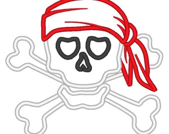 Skull and crossbones pirate - machine embroidery designs and applique designs, sizes for hoop 4x4, 5x7 INSTANT DOWNLOAD pirate Halloween boy
