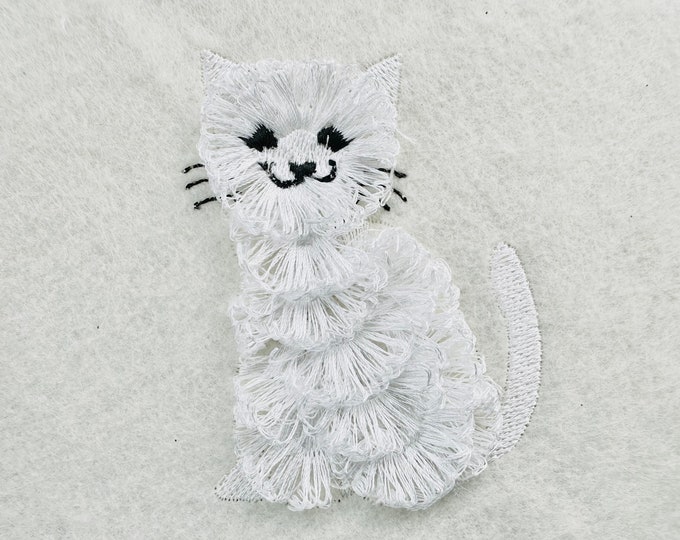 Fluffy Chenille Cat Fringe Design - Machine Embroidery designs cute awesome fringed Kitty pet Fluffy Kitten machine embroidery designs