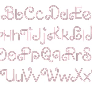 Retro Valentine Satin stitch Line FONT diseños de bordado de máquina mini 0.6 hasta 3 en letras del alfabeto de rizo de remolino escrito a mano monograma fuente BX