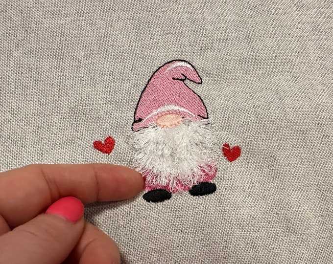 Single mini gnome fringed beard sweater machine embroidery designs Fringed Fluffy Christmas Gnomes Sweatshirt design valentine love gnome