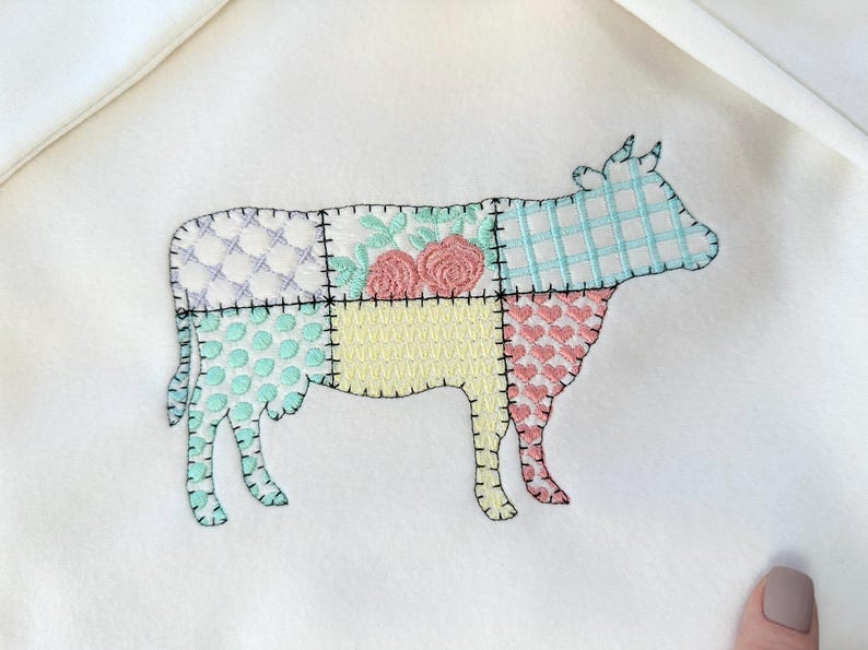 Patchwork Cow Pattern Patchwork Patterned Farm Animals SET of 6 Designs Chicken Cow Horse ...