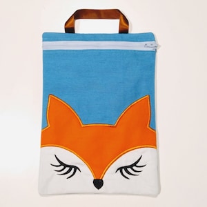 Bolsa con cremallera de cara de zorro, sobre ITH, bolsillo, ITH, bolsa, bolsa con cremallera, diseños de bordado de máquina en el aro In-The-Hoop 5x7 6x10 8x8 8x12