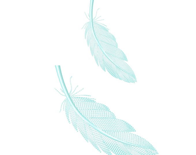 Light Feather, light delicate urban feather, unique feather machine embroidery designs assorted sizes 4, 5, 6, 7 inches versatile design