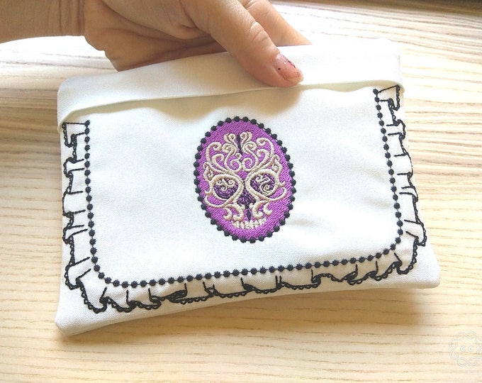 Skulls little Purse, Pouch, Envelope ITH, Pocket, ITH In The Hoop Machine Embroidery designs In-The-Hoop 5x7 one size