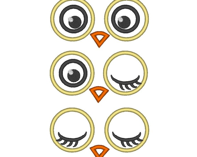 Your Toy eyes - owl eyes applique -machine embroidery applique designs - 3 types 3, 4, 5 and 6 inches INSTANT DOWNLOAD