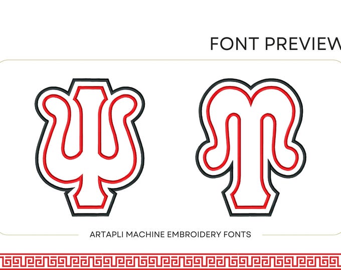 Two layers Double Applique Tall Greek FONT sororities fraternities machine embroidery designs alphabet monogram big sizes 4 up to 7 inches