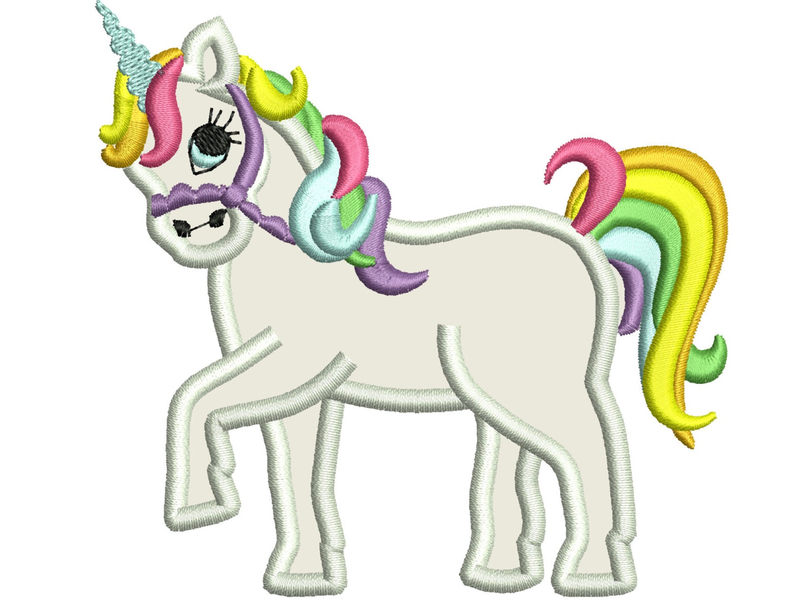 Pony Unicorn With Rainbow Embroidery Pony Unicorn With Rainbow Embroidery