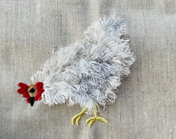 Chicken fringed fluffy chenille farm bird small machine embroidery designs  awesome fringe fur chickens design