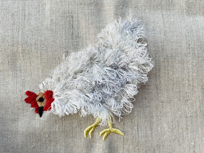 Chicken fringed fluffy chenille farm bird small machine embroidery designs  awesome fringe fur chicken design kitchen theme by Artapli embroidery formats PES HUS JEF EXP DST VIP VP3 XXX instant download