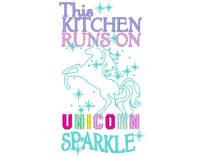 Unicorn sparkle towels Kids apron kitchen awesome quotes SET of 6 assorted sizes each 4x4 5x7 machine embroidery designs Instant download