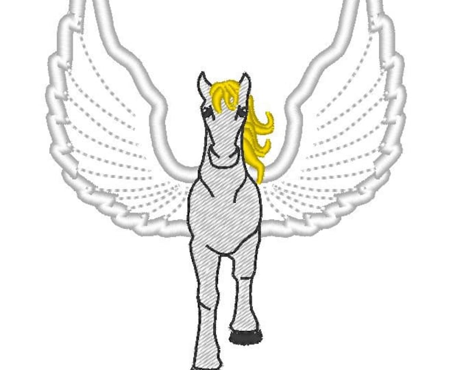 Pegasus - machine embroidery applique design - multiple sizes for hoop 4x4, 5x7 and 6x10