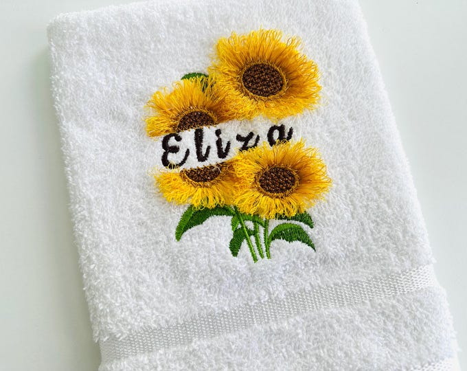 Split Sunflower and mini Font SET Fringed Fluffy Fringe Flower machine embroidery designs divided Monogram name frame sizes 4 up to 5.5 inch