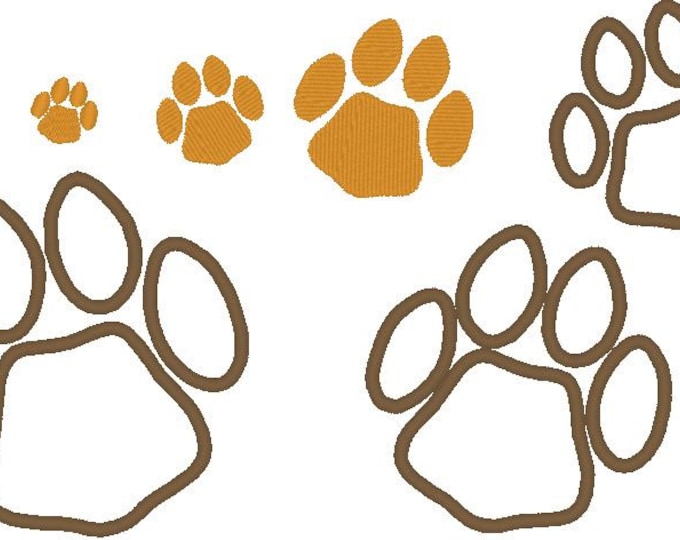 Dog paw, paws set applique and fill sttich machine embroidery designs , mini designs fill stitch and applique  0.5, 1, 1.5, 2, 2.5, 3, 4 & 5