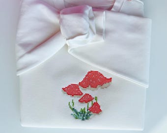 Cross stitch Mushroom woodland forest Amanita Fly Mushroom machine embroidery designs sizes 4 up to 6.5 in sweet home kitchen garden design