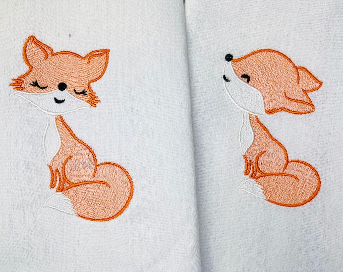 Little foxies light stitch fox SET of 2 types fox machine embroidery designs for hoop 4x4, 5x7 and mini sizes cute little fox animal kids
