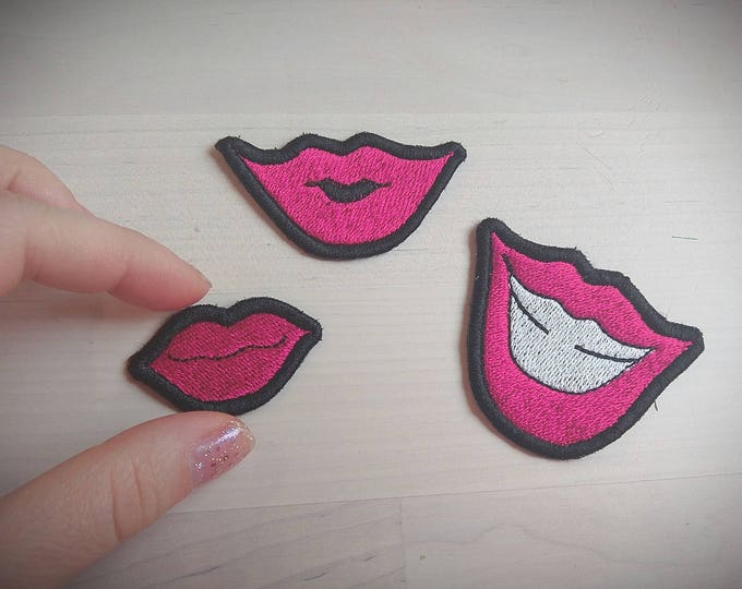 Mouth and kisses patches - machine embroidery kiss patch applique designs assorted sizes mini designs  INSTANT DOWNLOAD