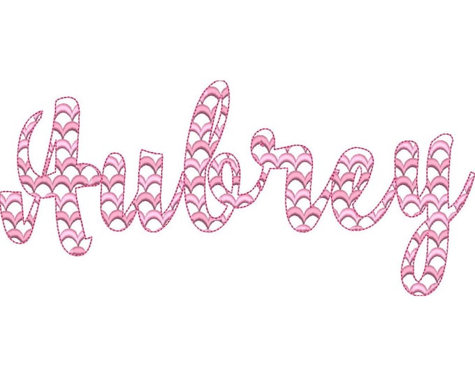 Satin Stitch Scallop Font 2 two colors script cursive alphabet machine embroidery designs in assorted sizes scalloped letters kids name font