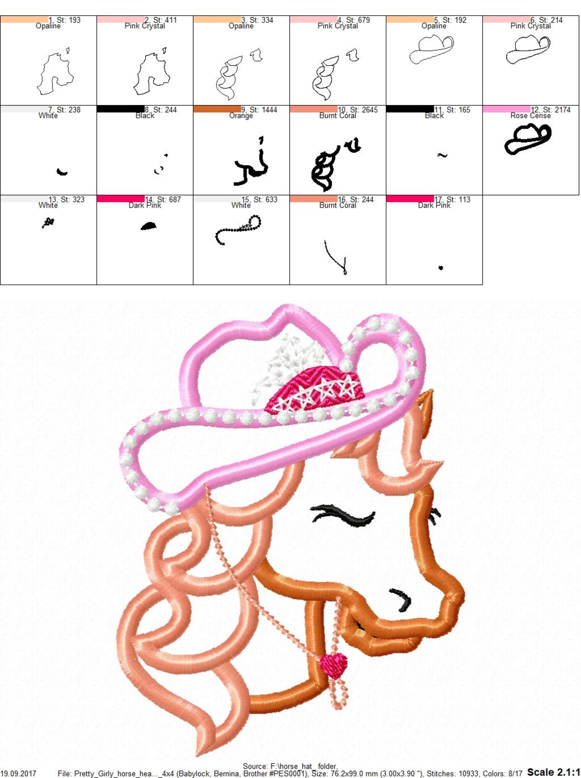 Pretty Horse Head Hat and Bandanna, Machine Embroidery Applique Designs ...