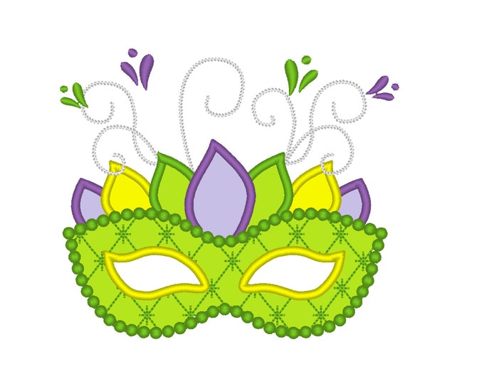 Mardi Gras Mask applique machine embroidery designs assorted sizes, Mardi Gras Parade Festival mask outfit shirt design INSTANT DOWNLOAD