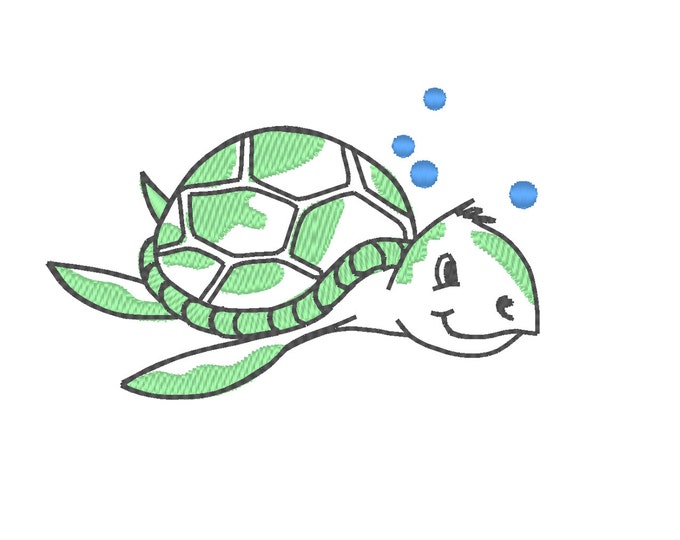 Sea Turtle little turtle sketch embroidery designs, turtlesketch stitch embroidery designs  4x4, 5x7 - quick stitch design