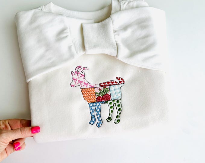 Patchwork Goat Farm animal patterned Goat silhouette outline machine embroidery designs sizes 4 up to 6 inch awesome sweet home folk design