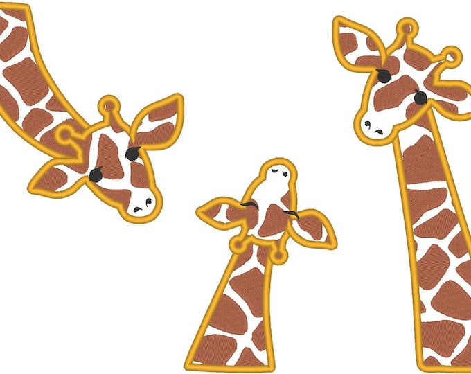 Giraffes family heads  separate 3 types machine embroidery applique designs download assorted sizes 4x4 5x7 INSTANT DOWNLOAD