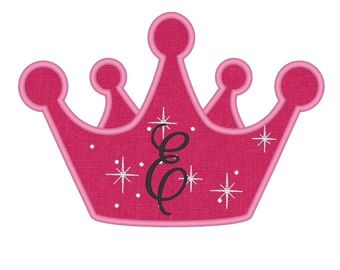 Cute Princess Birthday Crown applique Sparkle Diadem machine embroidery designs in assorted sizes 3, 4, 5, 6, 7 inches kids girl outfit