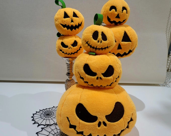 Stacked Pumpkin pillow Jack-o-lantern SET of 6 types and 5 sizes ITH in the hoop Machine Embroidery designs Halloween toy ball spooky scary