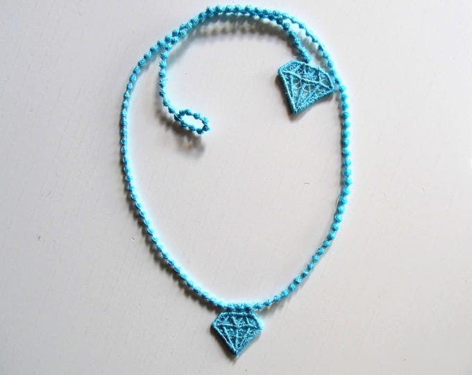 Necklace lace FSL Freestanding lace baby girls jewelry Diamond pendant charm machine embroidery design for hoop 4x4 for little girl princess