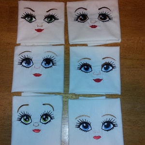Dolls pretty faces - 6 types - big set for your soft toy - machine embroidery designs doll making complete faces and single elements face