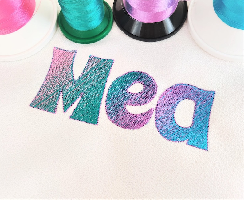 Gradient Iridescent filled block Monogram FONT alphabet machine embroidery designs awesome rainbow font NO special thread assorted sizes font by Artapli embroidery format BX PES HUS JEF EXP DST VIP VP3 XXX instant download