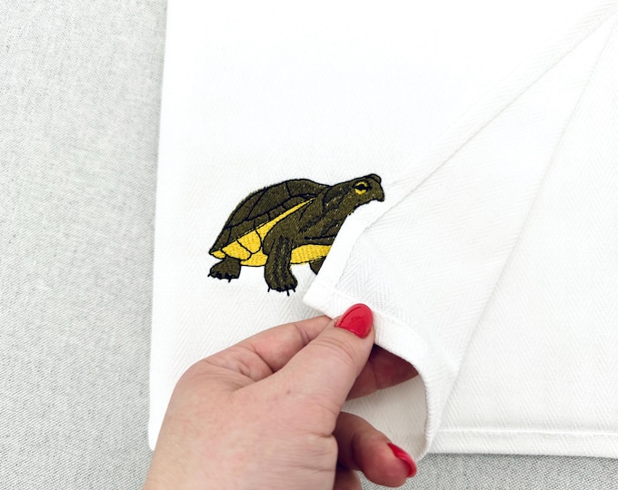 Naughty Playing Turtle kitchen dish towel wild animal Thief kids pet machine embroidery designs ITH project simply in the hoop