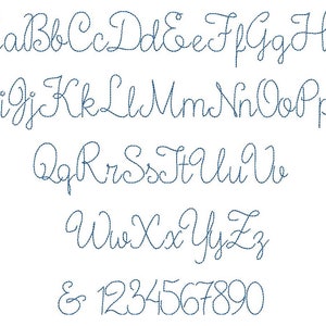 Escritura a mano Fuente mini micro alfabeto letras línea contorno puntada máquina diseños de bordado tamaños variados mayúsculas minúsculas BX incluido